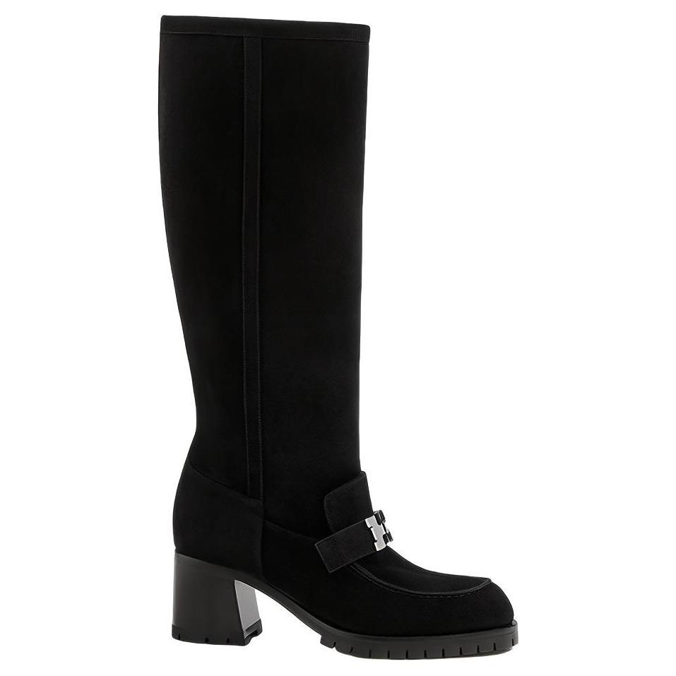 Order (W) 에르메스 폴리 60 블랙 스웨이드 하이탑 부츠 H222064Z-02