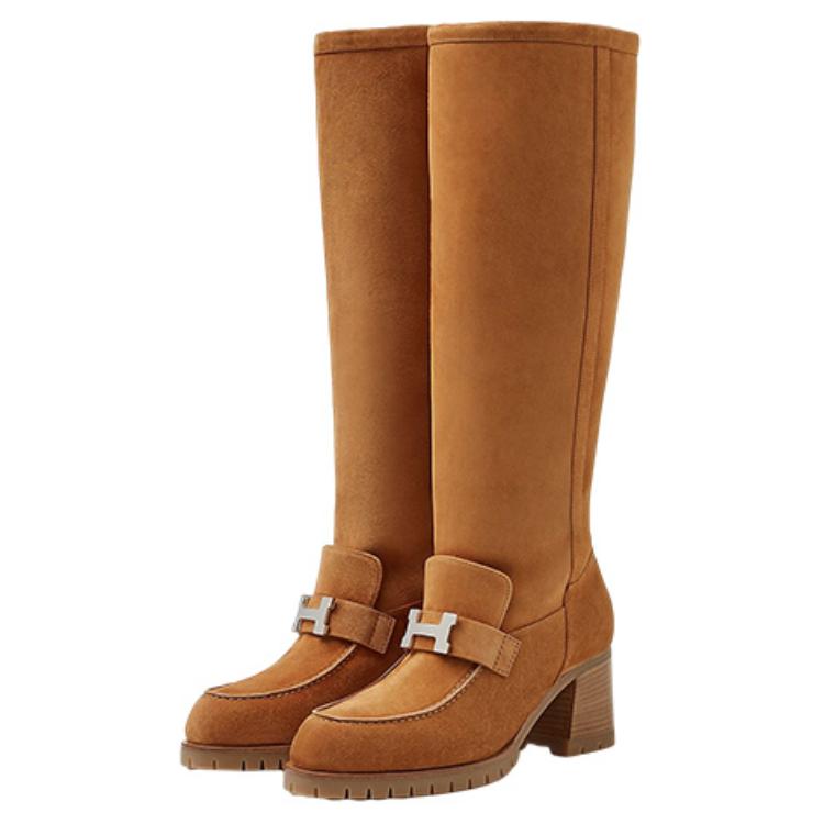 Lookbook (W) HERMES Folie 60 High-Top Laars ''Bruin Fluweel'' H222063Z-A3
