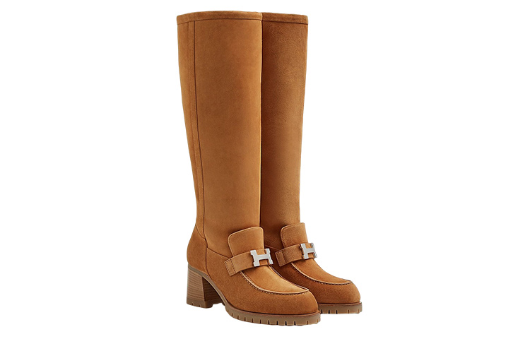 Shop (W) HERMES Folie 60 High-Top Laars ''Bruin Fluweel'' H222063Z-A3