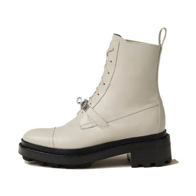 (W) HERMES Funk Round Toe Lace-Up Boots 'Beige'