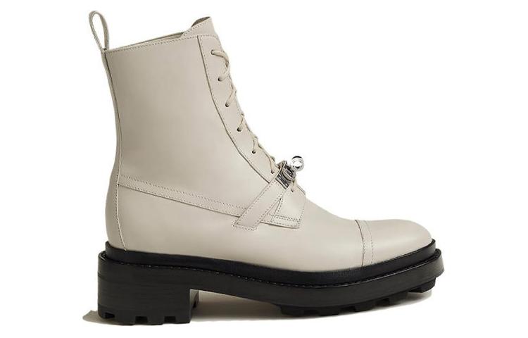 (W) HERMES Funk Round Toe Lace-Up Boots 'Beige' 圖 2