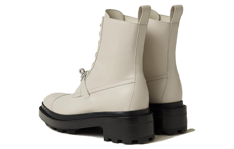 (W) HERMES Funk Round Toe Lace-Up Boots 'Beige' 圖 4