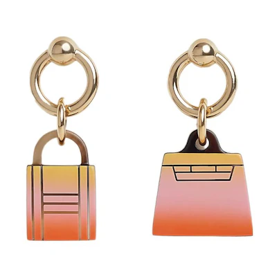 (Women) HERMES Fusion Amulette Earrings Pink Gradient/Gold. H057121FD02