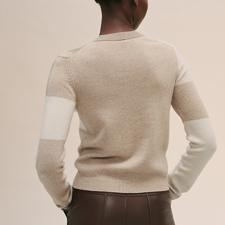 Shop (Women) HERMES FW21 Cashmere Pullover Sweater in Linen Beige. H1H2606D25K