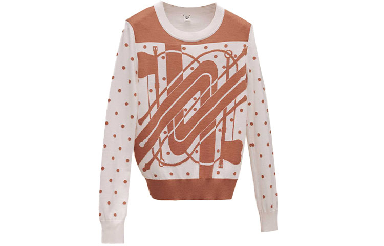 Order (Women) HERMES FW21 Orange Floral Cashmere Silk Knit Sweater H1H2638D89M