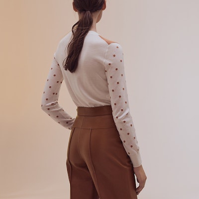 (Women) HERMES FW21 Orange Floral Cashmere Silk Knit Sweater H1H2638D89M Shop (Women) HERMES FW21 Orange Floral Cashmere Silk Knit Sweater H1H2638D89M