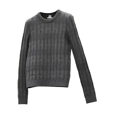 (Women) HERMES FW21 Wool Long-Sleeve Pullover Sweater Gray H1H2641D62C