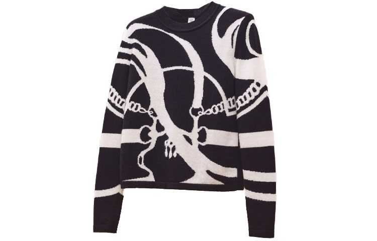 Order (Women) HERMES FW22  Black Cashmere Jacquard Pattern Knit Sweater. H2H2664D202