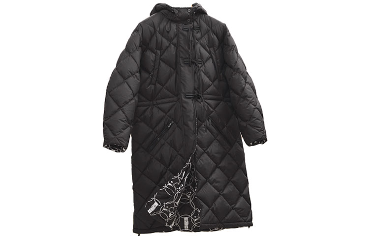 Order (W) HERMES FW22 Jaket Hitam Panjang Hoodie Musim Sejuk H2H0158D402