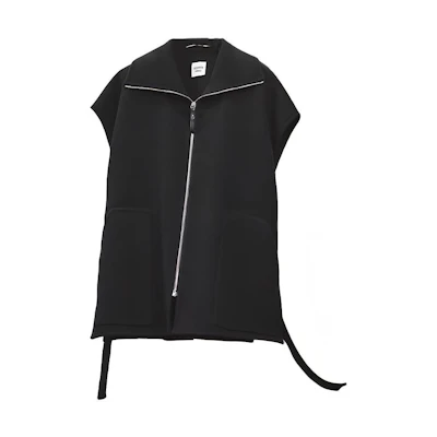 (Women) HERMES FW22 Black Sleeveless Zip-Up Relaxed Fit Vest Jacket H2H0132DA02