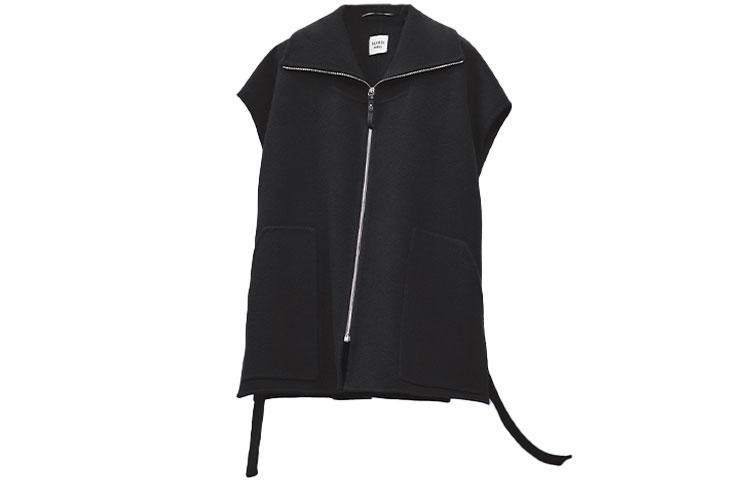 Order (Women) HERMES FW22  Black Sleeveless Zip-Up Relaxed Fit Vest Jacket H2H0132DA02
