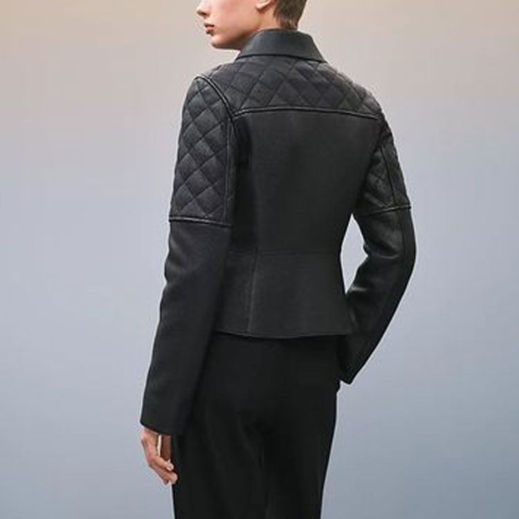 Shop (Women) HERMES FW22  Black Solid Color Zip-Up Jacket H2H1206D002