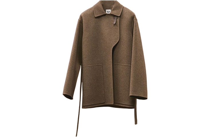 (Women) HERMES FW22  Brown Solid Color Straight-Cut Coat. H2H0129DA1R