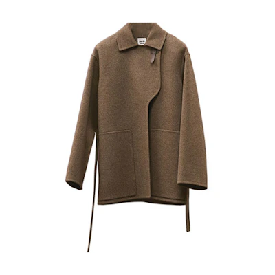 (Women) HERMES FW22 Brown Solid Color Straight-Cut Coat. H2H0129DA1R