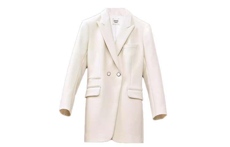 (Women) HERMES FW22  Double-Breasted White Blazer Jacket H2H0201DP9134
