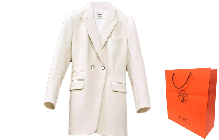 Lookbook (Women) HERMES FW22  Double-Breasted White Blazer Jacket H2H0201DP9134