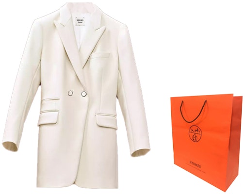 (Women) HERMES FW22 Double-Breasted White Blazer Jacket H2H0201DP9134 Lookbook (Women) HERMES FW22 Double-Breasted White Blazer Jacket H2H0201DP9134