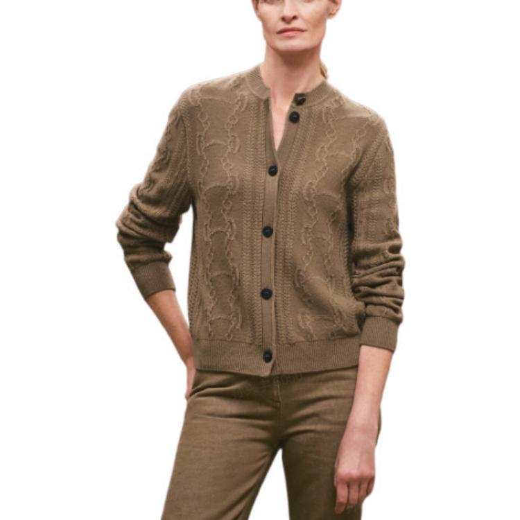 (Women) HERMES FW22  Gobi Green Geometric Wool Jacquard Knit Sweater. H2H2707D6BK 圖 3