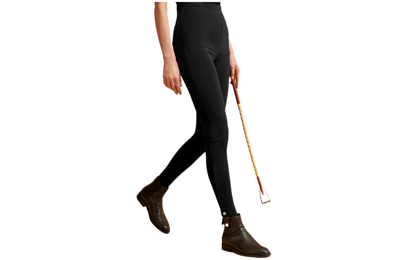 Order (W) HERMES FW22 Pantalones Casuales Slim Negros de Cintura Alta con Cordón H800725E01