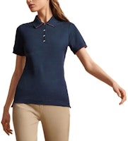 (Women) HERMES FW22 Slim-Fit Solid Color Navy Blue Polo Shirt H800270E01M (Women) HERMES FW22 Slim-Fit Solid Color Navy Blue Polo Shirt H800270E01M