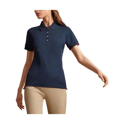 (Women) HERMES FW22 Slim-Fit Solid Color Navy Blue Polo Shirt H800270E01M