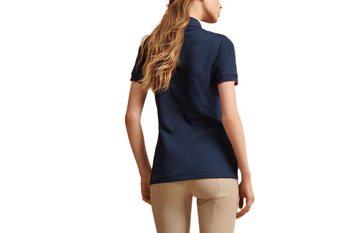 Lookbook (W) HERMES FW22 Polo Ajustado Azul Marino de Color Sólido. H800270E01M