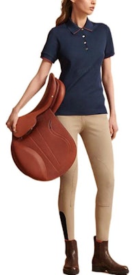 (W) HERMES FW22 Polo Ajustado Azul Marino de Color Sólido. H800270E01M Shop (W) HERMES FW22 Polo Ajustado Azul Marino de Color Sólido. H800270E01M