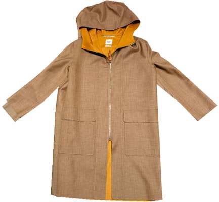 (Women) HERMES FW22 Solid Color Hooded Coat with Patch Pocket in Dark Khaki. H3E0105DC32 Order (Women) HERMES FW22 Solid Color Hooded Coat with Patch Pocket in Dark Khaki. H3E0105DC32