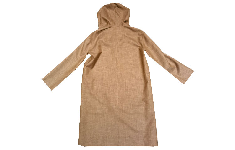 Lookbook (Women) HERMES FW22  Solid Color Hooded Coat with Patch Pocket in Dark Khaki. H3E0105DC32