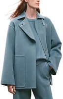 (Women) HERMES FW22 Solid Color Short Belted Coat Blue Moss H2H0129DA6U (Women) HERMES FW22 Solid Color Short Belted Coat Blue Moss H2H0129DA6U