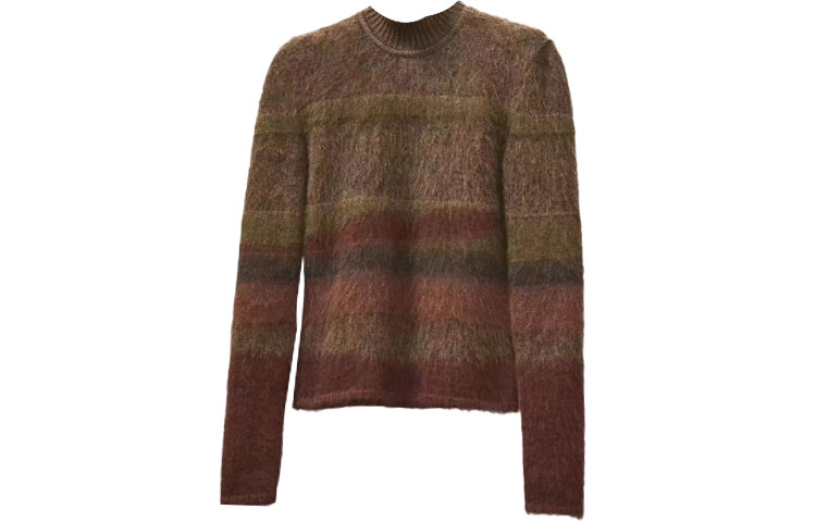 Order (Women) HERMES FW22  Striped Patchwork Fleece Pullover Sweater Brown. H2H2600DG4P