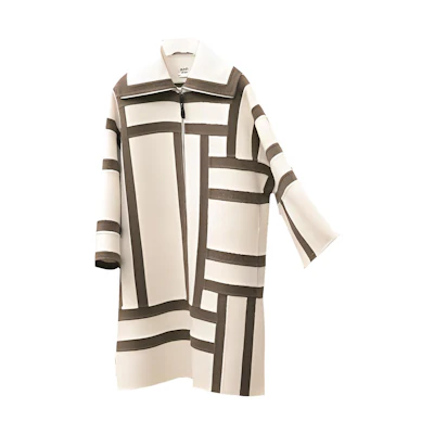 (Women) HERMES FW22 Two-Tone Long-Sleeve Coat Grey White H2H0124DA91