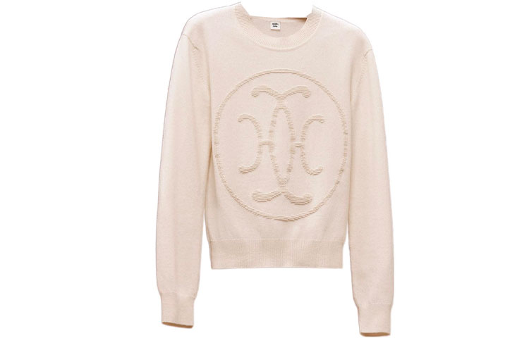 Order (Women) HERMES FW22  White Solid Color Printed Pullover Sweater. H2H2631D1A3