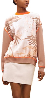 (W) HERMES FW22 米色植物動物印花長袖圓領休閒毛衣 H2H2820DRD1 Order (W) HERMES FW22 米色植物動物印花長袖圓領休閒毛衣 H2H2820DRD1