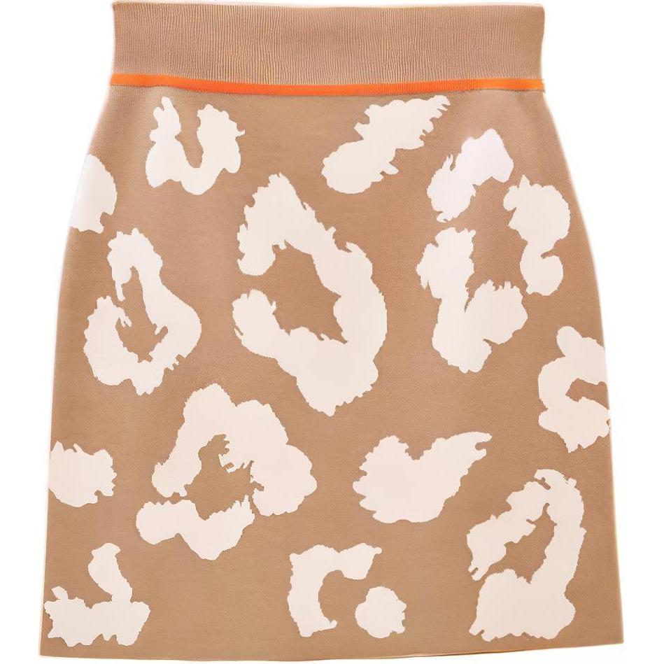 (Women) HERMES FW22 Jungle Love Print A-Line Slim Fit Short Skirt Beige H2H2304DUD1