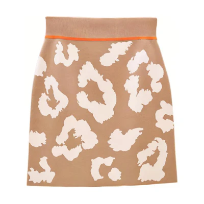 (Women) HERMES FW22 Jungle Love Print A-Line Slim Fit Short Skirt Beige H2H2304DUD1