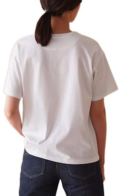(W) HERMES FW22 Camiseta tejida blanca estampada cuello redondo manga corta mujer. H0E4611-D690 Shop (W) HERMES FW22 Camiseta tejida blanca estampada cuello redondo manga corta mujer. H0E4611-D690
