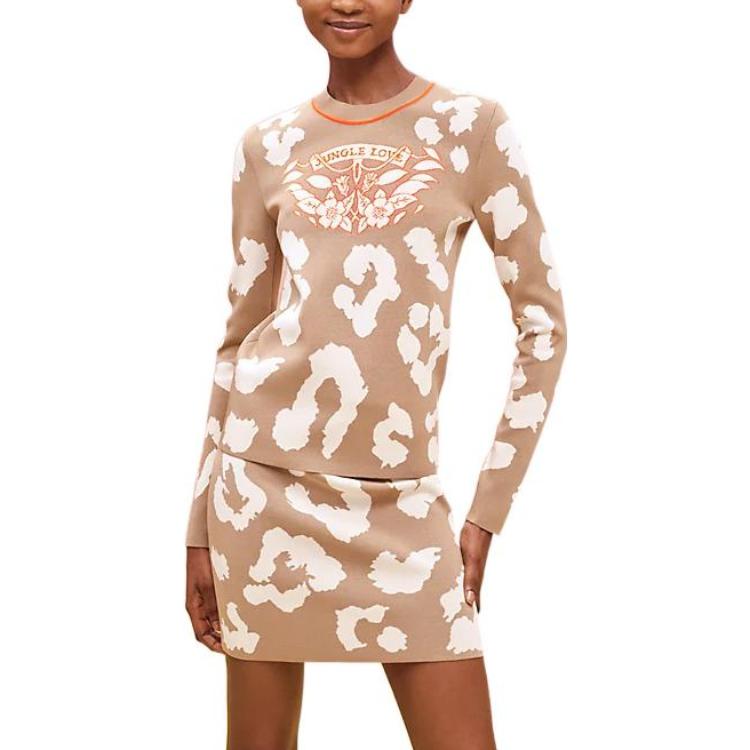 Lookbook (Women) HERMES FW22 Pink Printed Round Neck Long Sleeve Sweater Women’s. H2H2646-DUD1-34