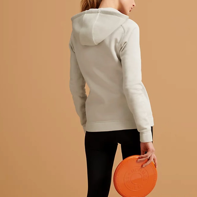 Shop (W) 愛馬仕 FW22 純色拉鍊連帽外套 灰色 H800735E02S