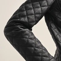 Purchase (W) HERMES FW23 黑色皮革立領長袖外套 H3H1207D102