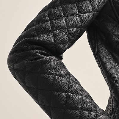 (Women) HERMES FW23 Black Leather Jacket with Stand Collar Long Sleeves. H3H1207D102 Purchase (Women) HERMES FW23 Black Leather Jacket with Stand Collar Long Sleeves. H3H1207D102