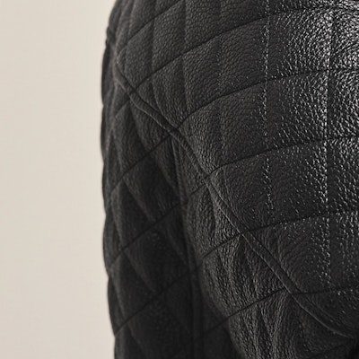 (Women) HERMES FW23 Black Leather Jacket with Stand Collar Long Sleeves. H3H1207D102 Sizing (Women) HERMES FW23 Black Leather Jacket with Stand Collar Long Sleeves. H3H1207D102