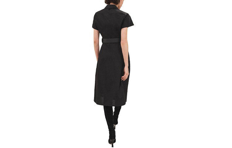 Lookbook (Women) HERMES FW23  Black Short Sleeve Dress with Zipper Belt Waist. H3H0544DH02