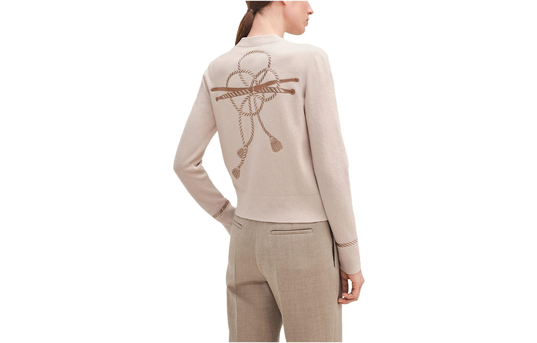 Lookbook (Women) HERMES FW23  Knit Sweater with Alphabet Jacquard Pattern Long Sleeve. H3H2614DI1E