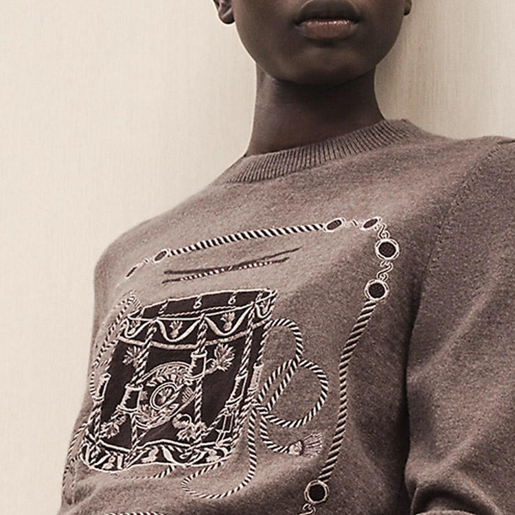 Details for (Women) HERMES FW23  Knit Sweater with Alphabet Jacquard Pattern Long Sleeve. H3H2614DI1E