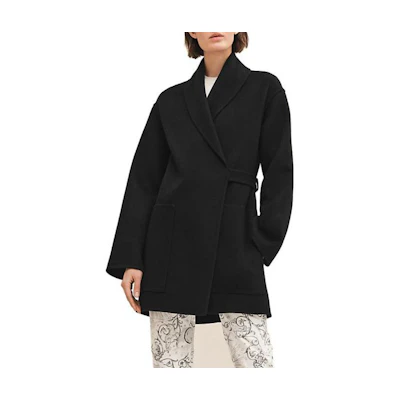 (Women) HERMES FW23 Oversized Casual Solid Pocket Coat Black Color. H3H0125DA0234