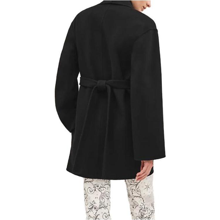 Purchase (Women) HERMES FW23  Oversized Casual Solid Pocket Coat Black Color. H3H0125DA0234
