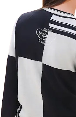 (Women) HERMES FW23 Patterned Colorblock Knit Pullover Sweater Black White H4E2655D65H Cheap (Women) HERMES FW23 Patterned Colorblock Knit Pullover Sweater Black White H4E2655D65H