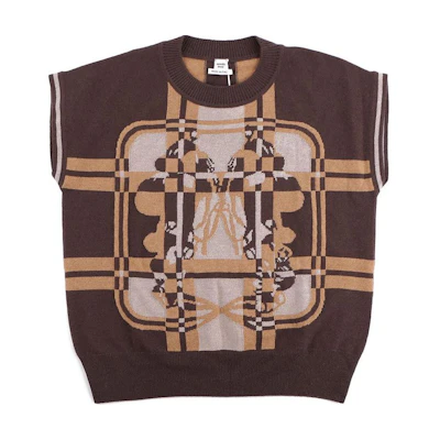 (Women) HERMES FW23 Patterned Knit Short Sleeve Top Beige H3H2608DD5P
