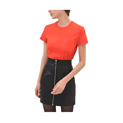 (Women) HERMES FW23 Red Embroidered Pocket Solid Color Regular T-Shirt H3H4614DL2Q